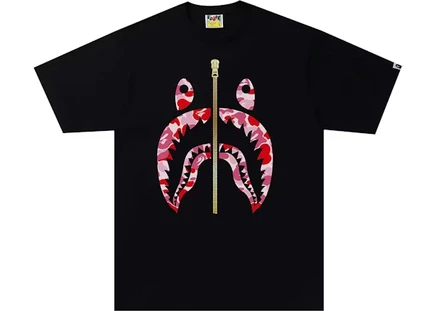 Мужская футболка bape ABC Camo Shark, черно-розовая