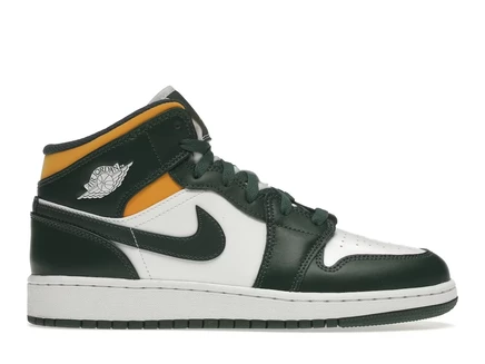 Детские кроссовки Jordan 1 Mid Sonics, зелёно-жёлтые