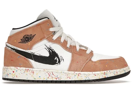 Jordan 1 Mid SE Brushstroke (GS) sail/black-cider-chile red