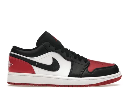 Мужские кроссовки Jordan 1 Low Bred Toe 2.0, бело-красно-черные