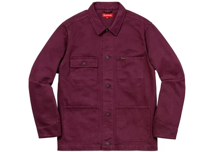 Supreme NY Tapestry Denim Chore Coat Maroon maroon