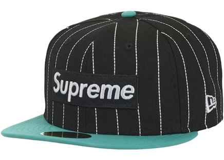 Унисекс кепка Supreme New Era 59Fifty, черная в полоску