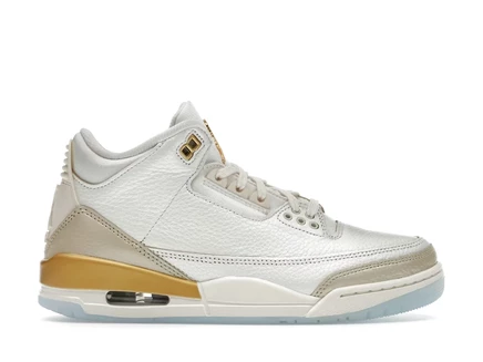 Женские кроссовки Jordan 3 Retro, слоновая кость с золотыми акцентами
