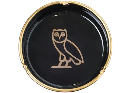 Унисекс пепельница OVO Logo, черно‑золотая