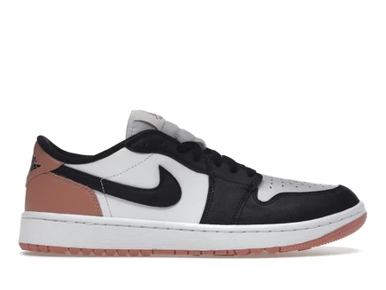 Мужские кроссовки Jordan 1 Retro Low Golf, бело/черно/ржаво-розовые