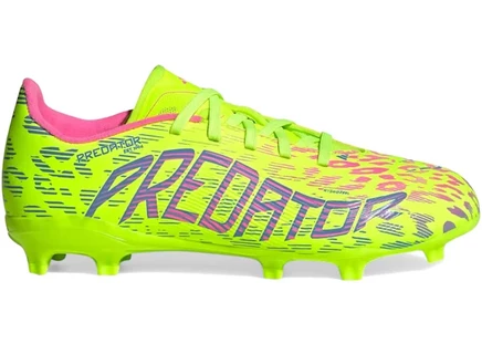 Детские бутсы Adidas Predator League FG/MG, жёлто-голубо-розовые