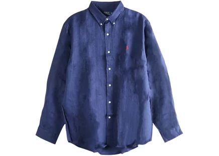 Polo Ralph Lauren Long-Sleeve Piece Dye Linen Sport Shirt New Classic Navy new classic navy