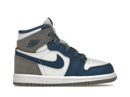 Детские кроссовки Jordan 1 High OG, сине‑белые/цементные