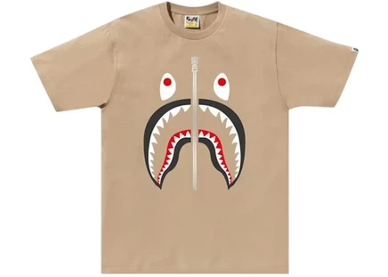 Мужская футболка Bape Shark Tee FW25, бежевая