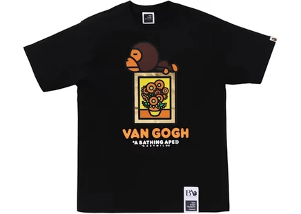 Мужская футболка Bape x Van Gogh Museum Baby Milo, черная