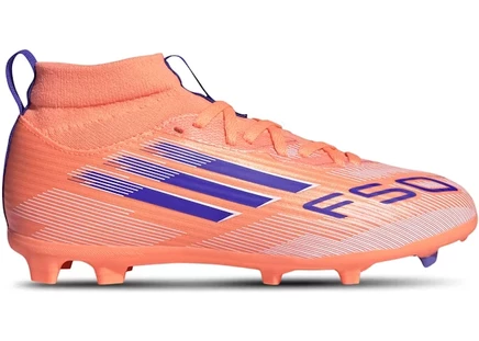 Детские бутсы Adidas F50 Mid-Cut FG/MG, оранжево/голубо/белые