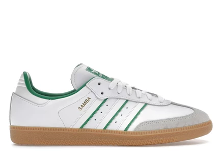 Мужские кроссовки Adidas Samba OG, бело-зеленые