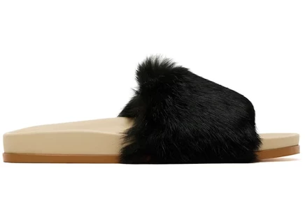Женские кожаные слайды Buscemi Fur Clot, черные