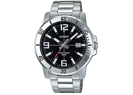 Мужские часы Casio G-Shock MTP-VD01D-1B, стальной корпус и браслет, 45 мм, кварцевый механизм, черный циферблат