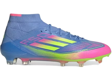 Женские бутсы adidas F50 Elite Mid-Cut FG, сине-желто-розовые