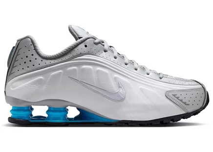 Мужские кроссовки Nike Shox R4, серебристо-бело-голубые
