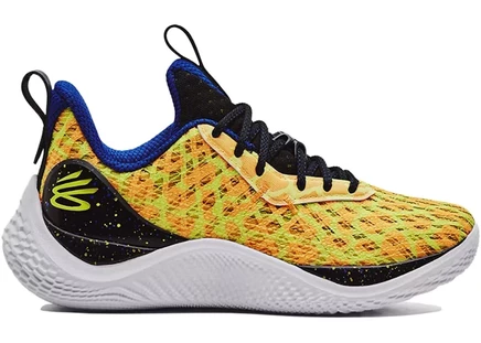 Детские кроссовки under armour curry flow 10 double bang, золотисто-черные