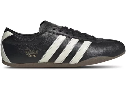 Женские кроссовки Adidas Tokyo, черные с молочно-белыми и золотистыми деталями