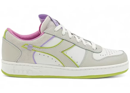 Женские кроссовки Diadora Magic Basket Low Label, бело-зеленo-розовые