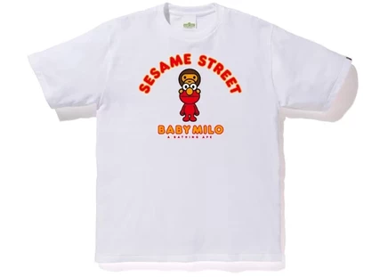 Мужская футболка Bape x Sesame Street Milo и Elmo, белая