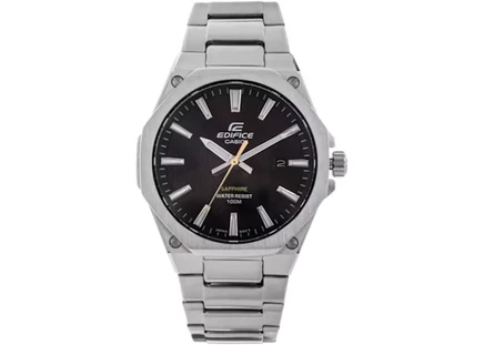 Мужские часы Casio Edifice EFR-S108D-1A, 40 мм, корпус и браслет из нержавеющей стали, кварцевые, черный циферблат