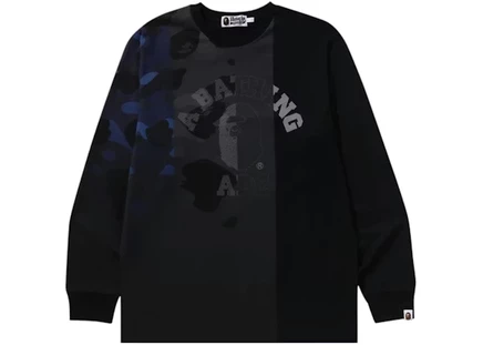 Мужская футболка Bape Patch Work Print с длинным рукавом, черная