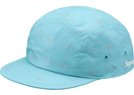Унисекс кепка Supreme Lacoste Reflective Grid Nylon Camp Cap, синяя