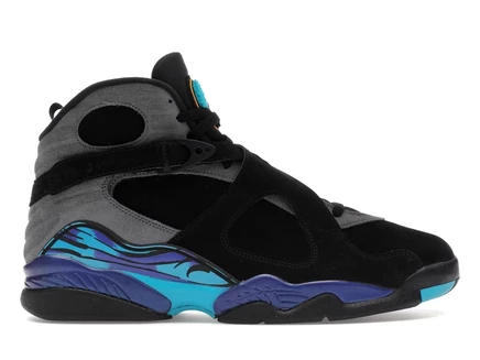 Мужские кроссовки Jordan 8 Retro Aqua (2025), нубук, черно-красные с акватоном