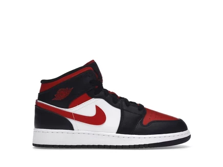 Детские кроссовки Jordan 1 Mid, черно-красно-белые