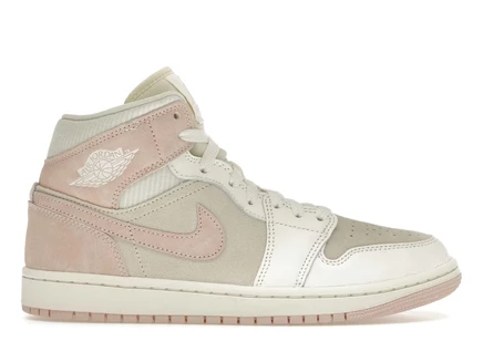 Женские кроссовки Jordan 1 Mid SE Seersucker, бело-розовые