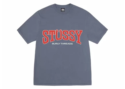 Мужская пигментная футболка Stussy Burly Threads, индиго