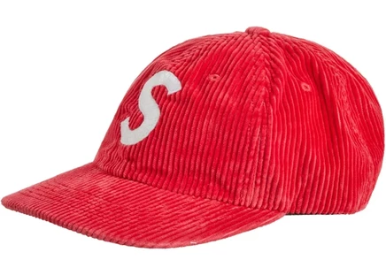 Унисекс кепка Supreme Corduroy S Logo 6-панельная, красная