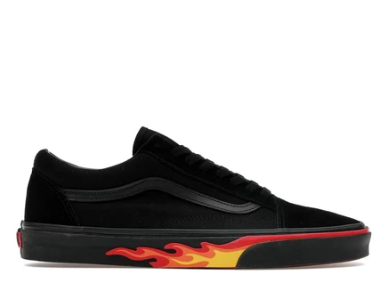 Мужские кеды Vans Old Skool, черные с огненным принтом