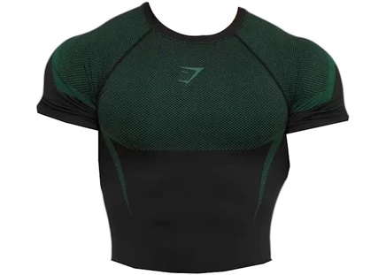Мужская безшовная футболка Gymshark Onyx 5.0, черно-зеленая