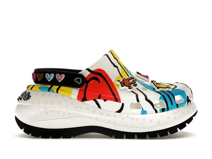 Мужские клоги Crocs Mega Crush Keith Haring, черно-белые