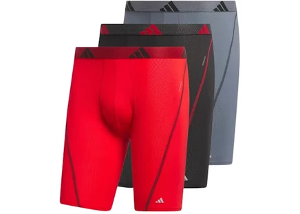 Мужские длинные боксеры Adidas, 3 пары, красно-черные