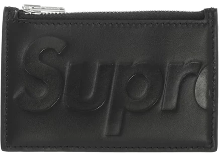 Унисекс кожаный кошелек для карт Supreme на молнии, черный