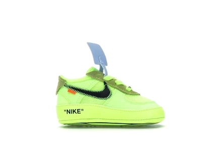 Детские кроссовки Nike Air Force 1 Low Off-White, желто-зелёные/чёрные