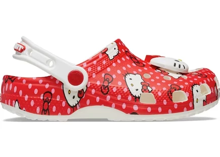 Детские сабо Crocs Classic Clog Hello Kitty, красные в горох