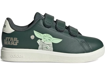 Детские кроссовки Adidas Advantage Star Wars Grogu, зелено-белые