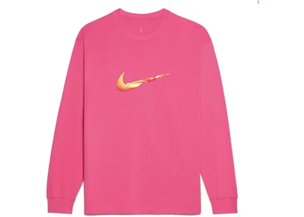 Унисекс футболка jacquemus x nike le t-shirt с длинным рукавом, тёмно-розовая