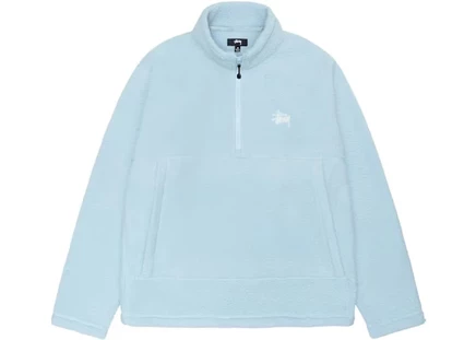 Мужское худи Stussy на флисе с полумолнией, синее