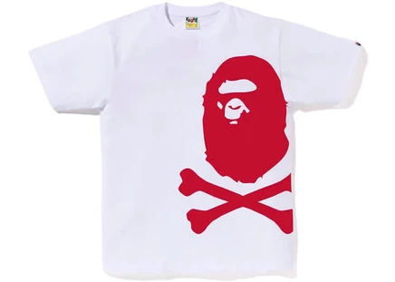 BAPE Big Ape Crossbone Pigment Print Tee White Pink white pink