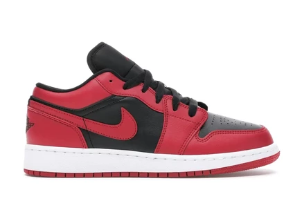 Детские кроссовки Jordan 1 Low Reverse Bred GS, красно-черно-белые