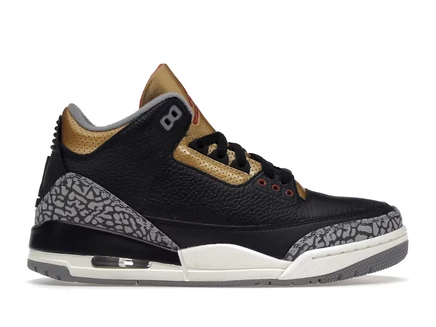 Женские кроссовки Jordan 3 Retro Black Cement Gold, черные