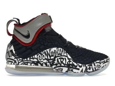 Мужские кроссовки Nike LeBron 17 Graffiti Remix, сине-красно-белые