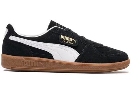 Мужские кроссовки Puma Palermo, черно-белые с коричневой подошвой