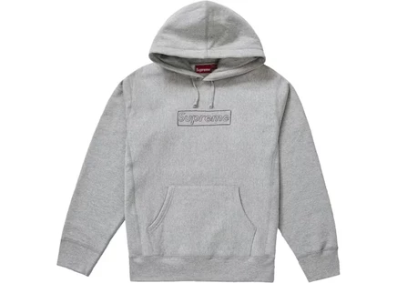 Мужская худи Supreme KAWS Chalk Logo, серый меланж