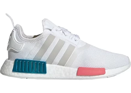 Женские кроссовки Adidas NMD R1, бело-серо-розовые