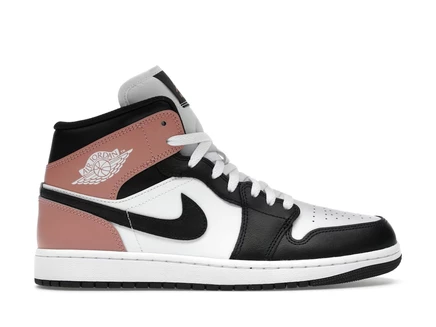 Мужские кроссовки Jordan 1 Mid, бело-розово-черные